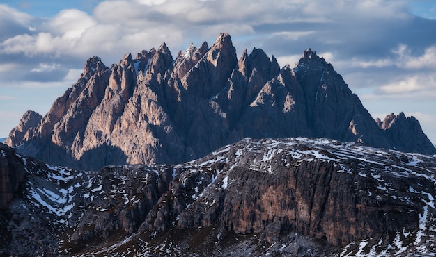 Breathtaking shot of the mountain Cadini di Misurina in Italian Alps