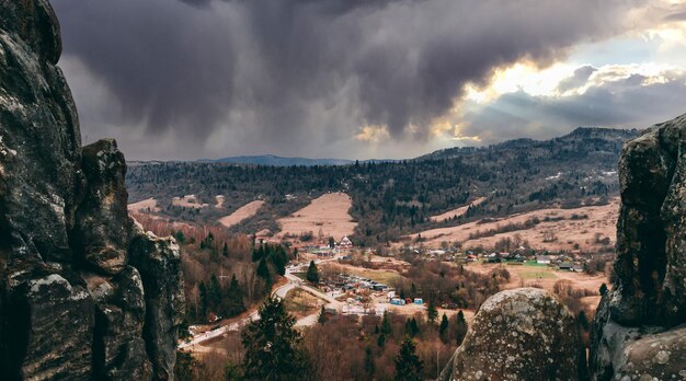 Breathtaking shot taken from a high of the mountain