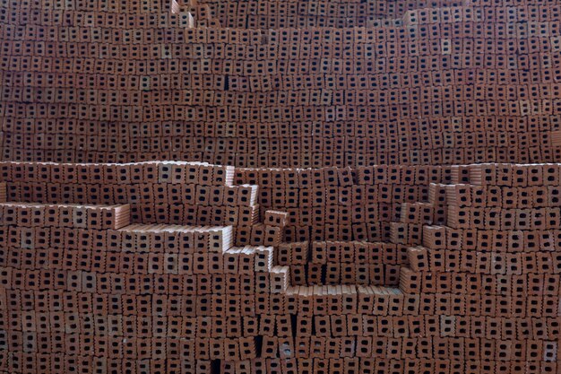 Brick piles placed on the factory floor.