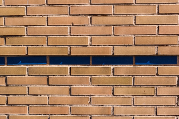 Free Photo brick wall with blue bricks in middle