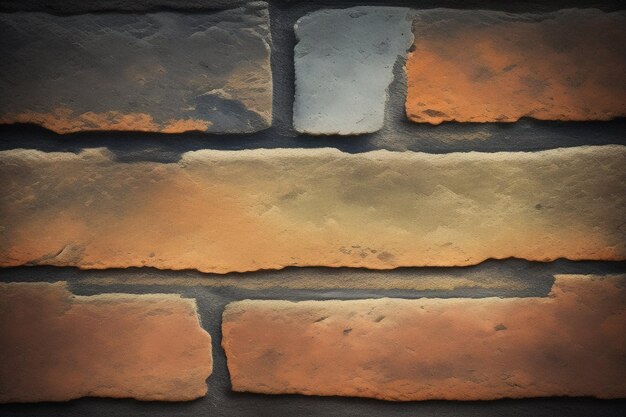 A brick wall with a blue and orange background