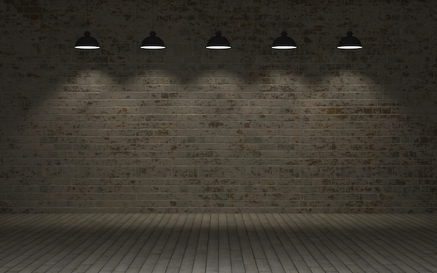 Free photo brick wall with lamps