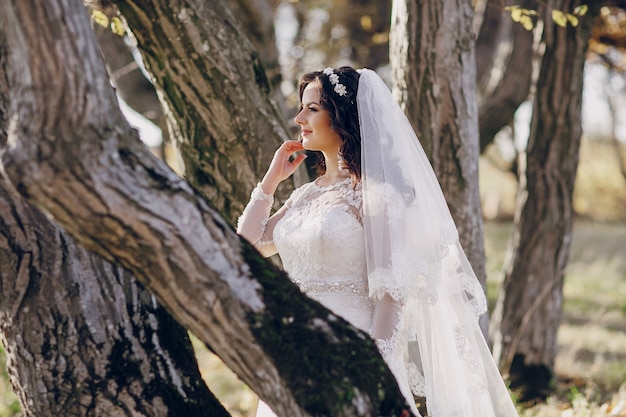 Free photo bride among trees