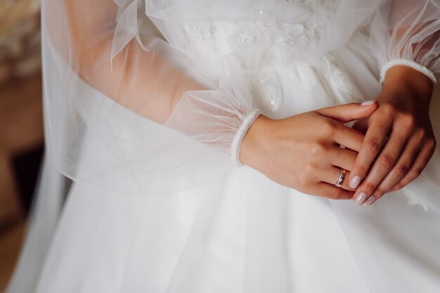 Bride hands with manicure