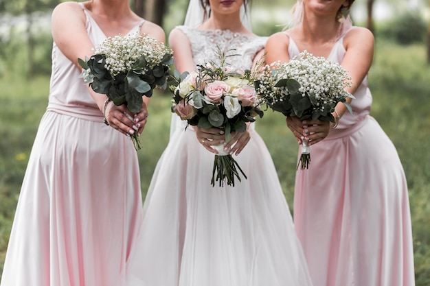 Bride and her bridesmaids