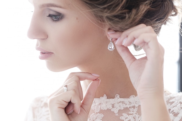 Bride in her wedding dress