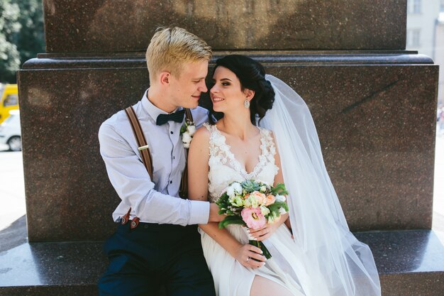 Bride smiling at her husband