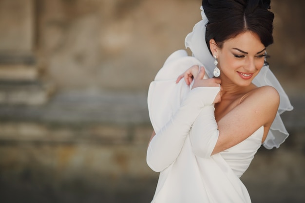 Free photo bride smiling