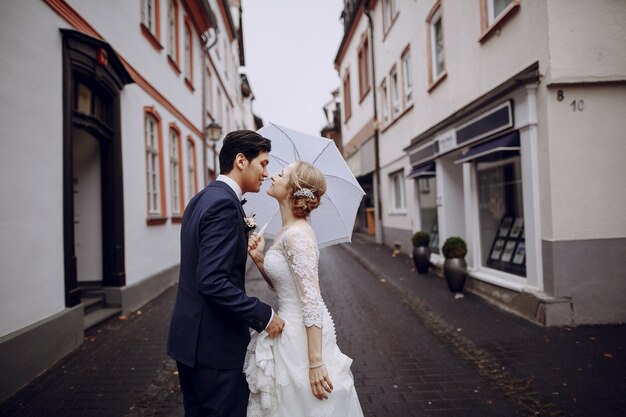 Bride walking