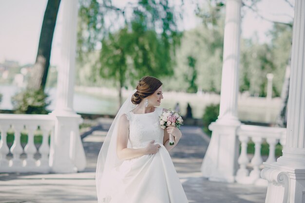Bride with columns background
