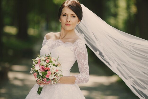 Bride with veil and bouquet