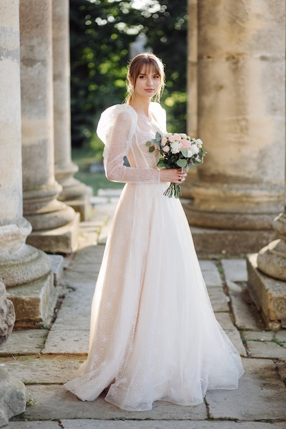 Bride with wedding bouquet