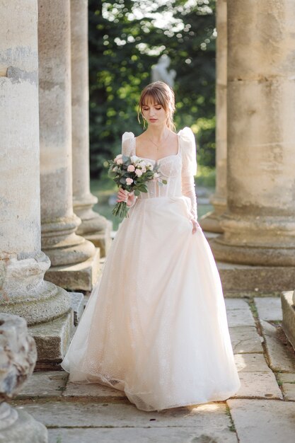 Bride with wedding bouquet