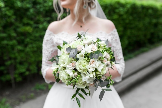 Bride with wedding bouquet