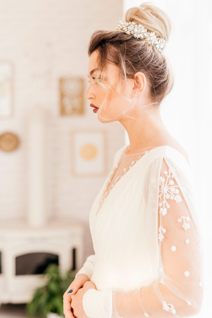 Bride with wedding dress