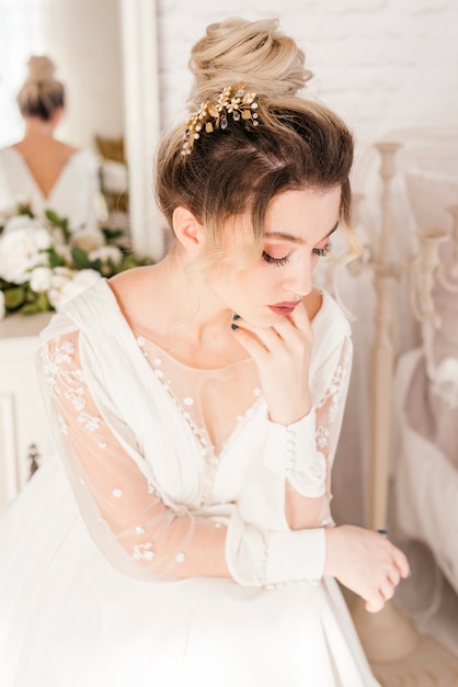 Bride with wedding dress