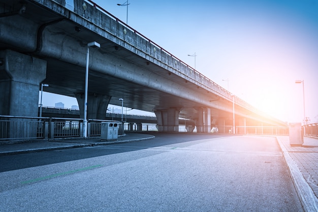 Free photo bridge at sunset