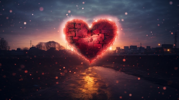 Бесплатное фото Яркая 3d форма сердца