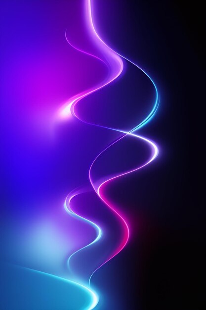 輝く光の線を持つ明るい青と紫の抽象的な背景。