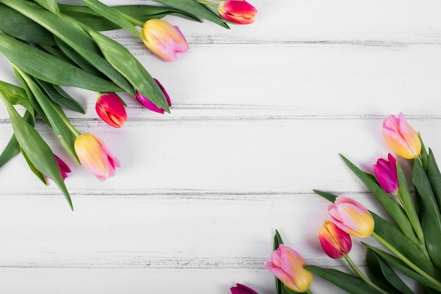 Free photo bright bouquets of tulips