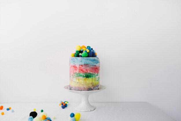 Bright cake with edible stones