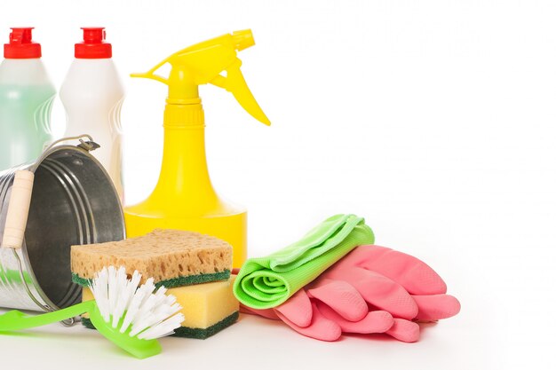 Bright colorful cleaning set on a  