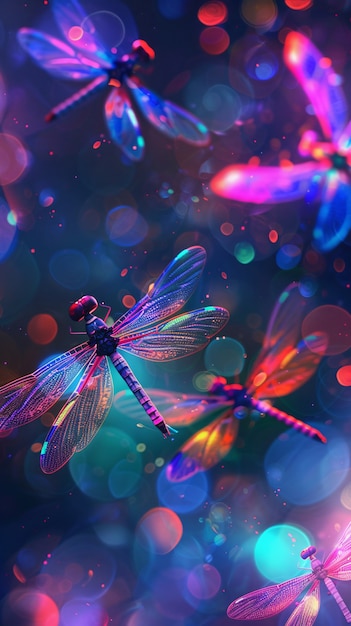 Bright dragonfly with neon shades