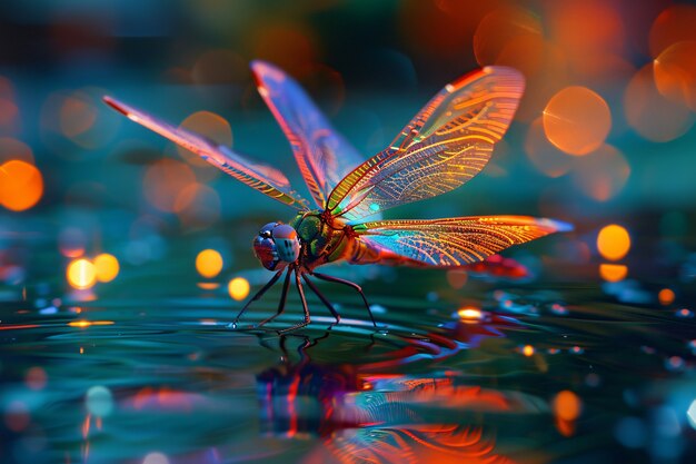 Bright dragonfly with neon shades