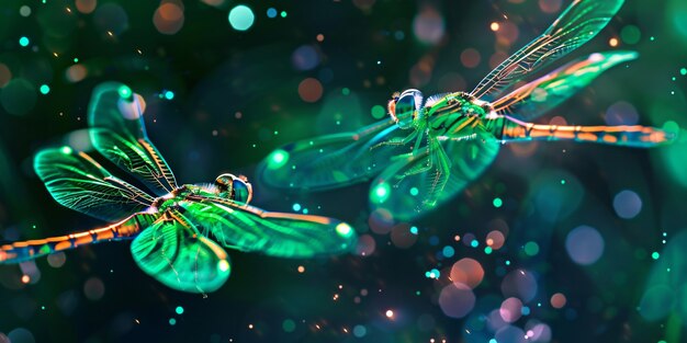 Bright dragonfly with neon shades