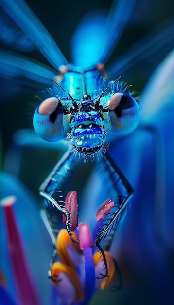 Bright dragonfly with neon shades