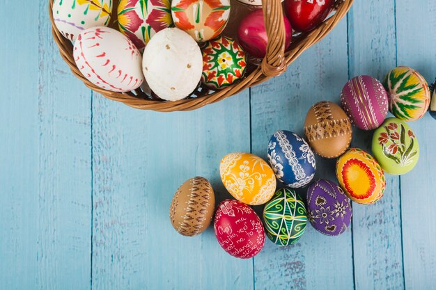 Bright eggs in holiday arrangement