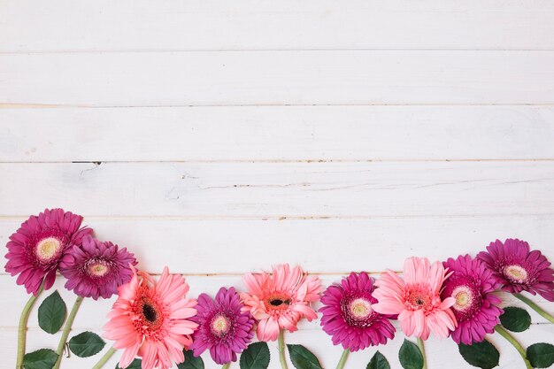 Bright flowers on table