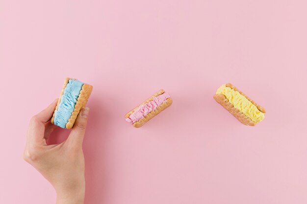 Bright ice cream cookie sandwiches