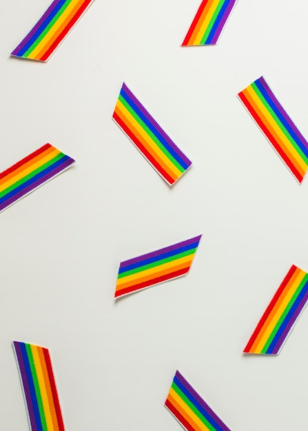 Bright LGBT paper flags