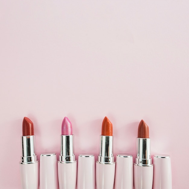 Bright lipsticks in white tubes