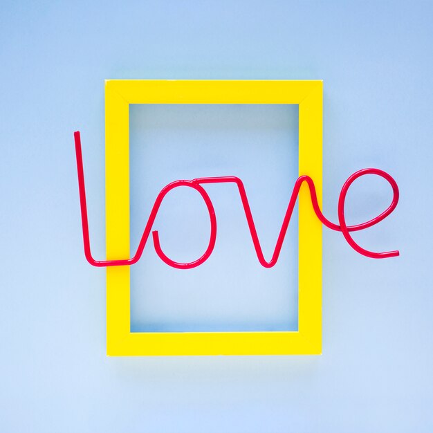 Bright love writing on frame
