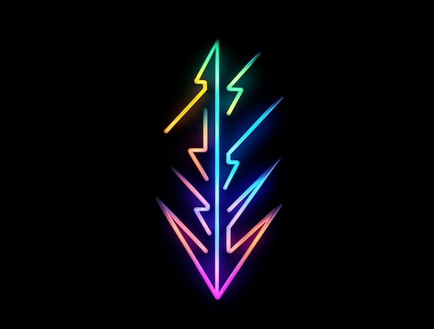 Free photo bright neon colors illuminated arrow