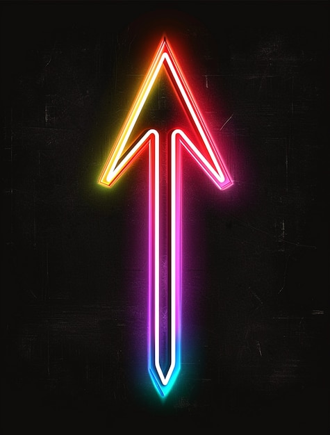 Free photo bright neon colors illuminated arrow