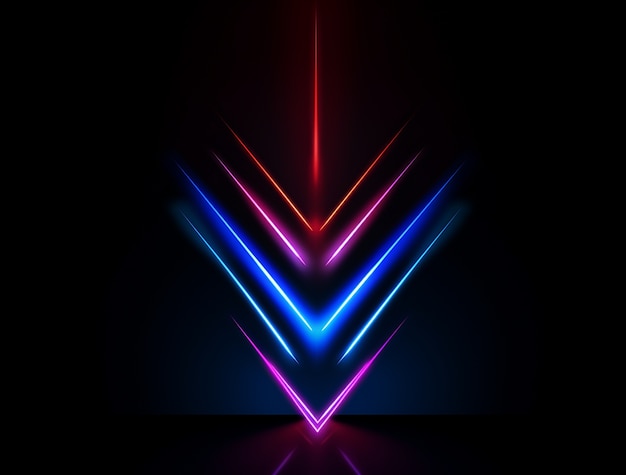 Free photo bright neon colors illuminated arrow