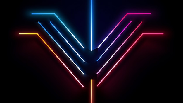 Free photo bright neon colors illuminated arrow