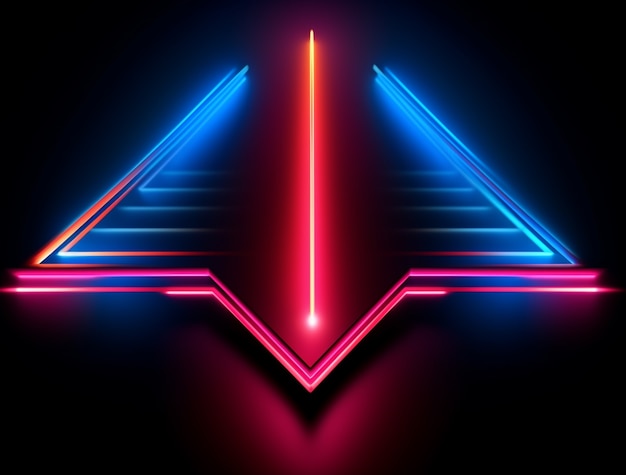 Free photo bright neon colors illuminated arrow