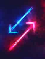 Free photo bright neon colors illuminated arrow