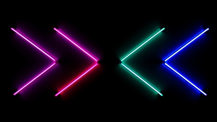 Free Photo bright neon colors illuminated arrow
