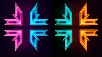 Free photo bright neon colors illuminated arrow