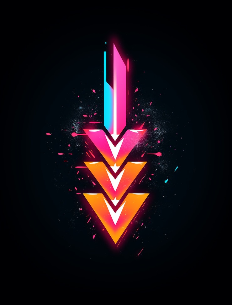 Free Photo bright neon colors illuminated arrow