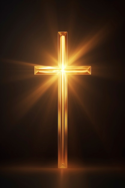 Free photo bright neon light cross