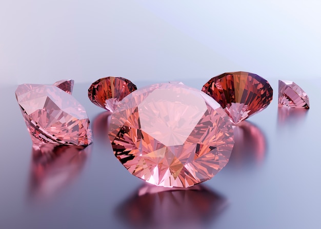 Ярко-розовые бриллианты под высоким углом