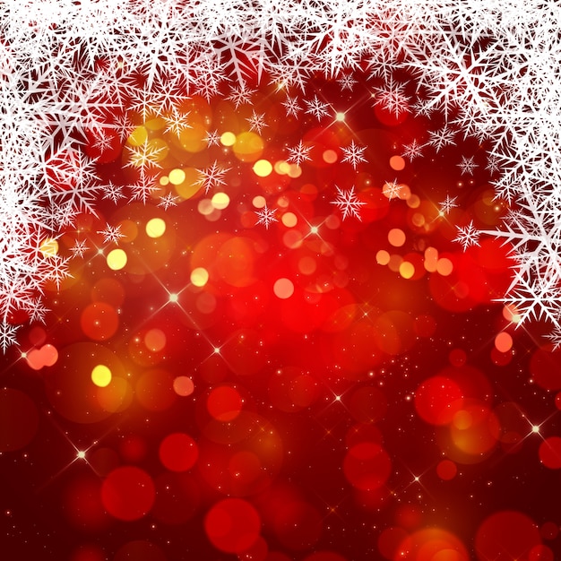 Bright red background with white snowflakes