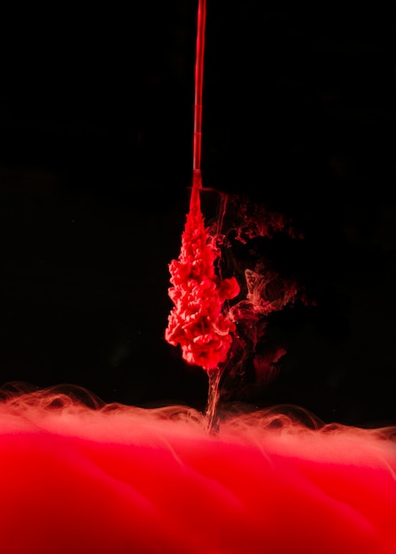 水に浮かぶ明るい赤い小滴