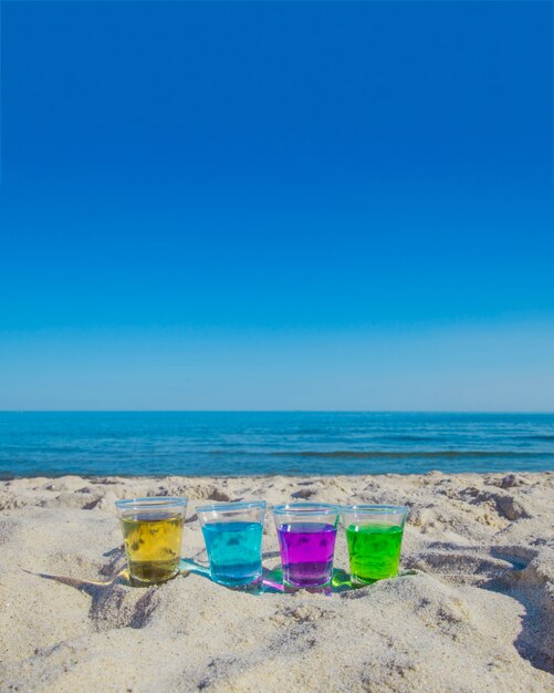 Bright served shots on sand